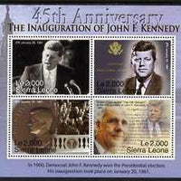 Sierra Leone 2006 90th Birth Anniversary of John F Kennedy perf hseetlet of 4 x 2000le unmounted mint, SG 4498a