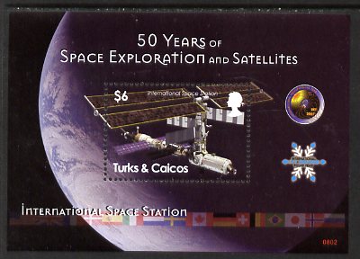 Turks & Caicos Islands 2008 50 Years of Space Exploration & Satellites perf m/sheet (International Space Station) unmounted mint, SG MS1899