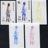 Iso - Sweden 1974 Centenary of UPU (Military Uniforms) 250 (Swedish Royal Life Guards 1807) set of 5 imperf progressive colour proofs comprising 3 individual colours (red, blue & yellow) plus 3 and all 4-colour composites unmounted mint