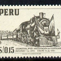 Peru 1951 Steam Locomotive 15c grey unmounted mint, SG 777
