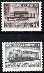 Argentine Republic 1957 Railway Centenary perf set of 2 unmounted mint, SG 907-8