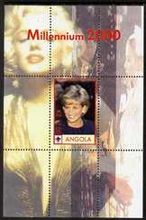 Angola 2000 Millennium 2000 - Princess Diana #3 perf s/sheet (with Scout logo & Marilyn Monroe in background) unmounted mint. Note this item is privately produced and is offered purely on its thematic appeal