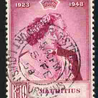 Mauritius 1948 KG6 Royal Silver Wedding 10r magenta fine used with cds cancel SG 271