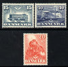 Denmark 1947 Railway Centenary set of 3 unmounted mint SG 353-5