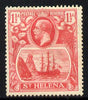 St Helena 1922-37 KG5 Badge Script 1.5d single with variety 'Zig-zag flaw in water behind stern' (stamp 18) mounted mint SG 99var
