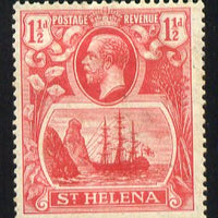 St Helena 1922-37 KG5 Badge Script 1.5d single with variety 'Zig-zag flaw in water behind stern' (stamp 18) mounted mint SG 99var