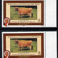 Jersey 1979 Cattle 25p with gold printing doubled with normal, both unmounted mint SG 203a