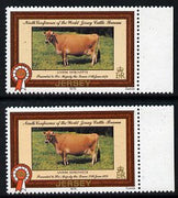 Jersey 1979 Cattle 25p with gold printing doubled with normal, both unmounted mint SG 203a