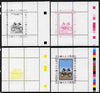 Congo 2008 Disney Beijing Olympics individual deluxe sheet (Mickey & Minnie cycling) - the set of 4 perf progressive proofs comprising yellow, magenta & black individual colours plus all 4-colour composite, unmounted mint