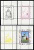 Congo 2008 Disney Beijing Olympics individual deluxe sheet (Clarabelle playing Baseball) - the set of 4 perf progressive proofs comprising yellow, magenta & black individual colours plus all 4-colour composite, unmounted mint