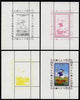 Congo 2008 Disney Beijing Olympics individual deluxe sheet (Donald playing Baseball) - the set of 4 perf progressive proofs comprising yellow, magenta & black individual colours plus all 4-colour composite, unmounted mint