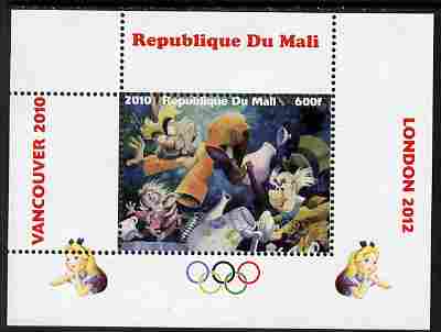 Mali 2010 Alice in Wonderland with Olympic Rings individual perf deluxe sheet #2 unmounted mint. Note this item is privately produced and is offered purely on its thematic appeal