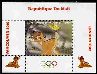 Mali 2010 Bambi with Olympic Rings individual perf deluxe sheet #1 unmounted mint. Note this item is privately produced and is offered purely on its thematic appeal