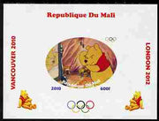 Mali 2010 Winnie the Pooh with Olympic Rings individual imperf deluxe sheet #4 unmounted mint. Note this item is privately produced and is offered purely on its thematic appeal