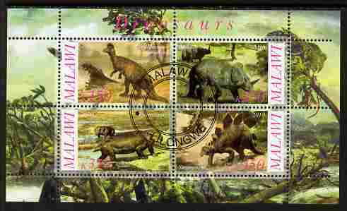 Malawi 2010 Dinosaurs #01 perf sheetlet containing 4 values fine cto used