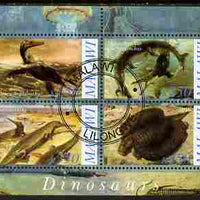 Malawi 2010 Dinosaurs #02 perf sheetlet containing 4 values fine cto used