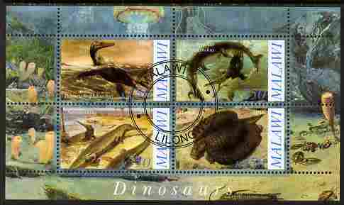 Malawi 2010 Dinosaurs #02 perf sheetlet containing 4 values fine cto used
