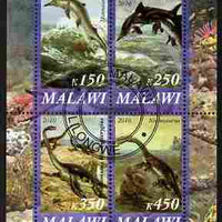 Malawi 2010 Dinosaurs #03 perf sheetlet containing 4 values fine cto used