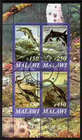Malawi 2010 Dinosaurs #03 perf sheetlet containing 4 values fine cto used