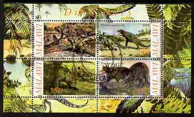 Malawi 2010 Dinosaurs #08 perf sheetlet containing 4 values fine cto used