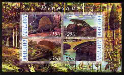 Malawi 2010 Dinosaurs #09 imperf sheetlet containing 4 values unmounted mint