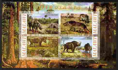 Malawi 2010 Dinosaurs #10 imperf sheetlet containing 4 values unmounted mint