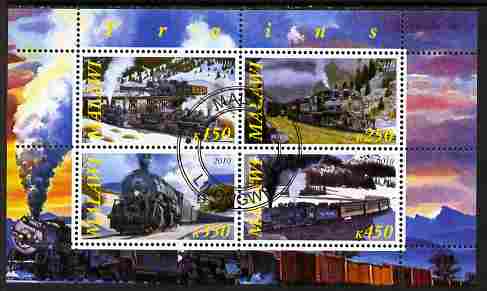 Malawi 2010 Steam Locomotives #01 perf sheetlet containing 4 values fine cto used