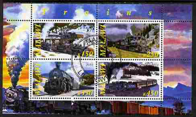 Malawi 2010 Steam Locomotives #01 perf sheetlet containing 4 values fine cto used