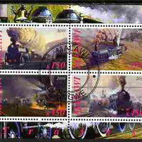 Malawi 2010 Steam Locomotives #02 perf sheetlet containing 4 values fine cto used