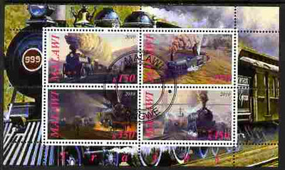 Malawi 2010 Steam Locomotives #02 perf sheetlet containing 4 values fine cto used