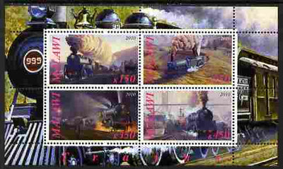 Malawi 2010 Steam Locomotives #02 perf sheetlet containing 4 values unmounted mint