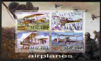 Malawi 2010 Military Aircraft of WW1 imperf sheetlet containing 4 values unmounted mint