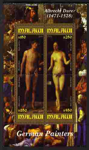 Malawi 2010 Art - German Painters - Durer perf sheetlet containing 4 values unmounted mint