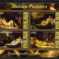 Malawi 2010 Art - Italian Painters - Tiziano Vecelli imperf sheetlet containing 4 values unmounted mint