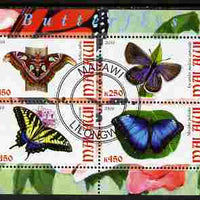 Malawi 2010 Butterflies perf sheetlet containing 4 values fine cto used