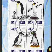 Malawi 2010 Penguins perf sheetlet containing 4 values fine cto used