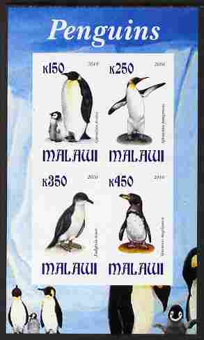 Malawi 2010 Penguins imperf sheetlet containing 4 values unmounted mint