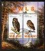 Malawi 2010 Owls perf sheetlet containing 2 values fine cto used