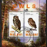 Malawi 2010 Owls perf sheetlet containing 2 values fine cto used
