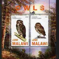 Malawi 2010 Owls perf sheetlet containing 2 values unmounted mint