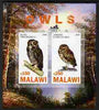 Malawi 2010 Owls imperf sheetlet containing 2 values unmounted mint