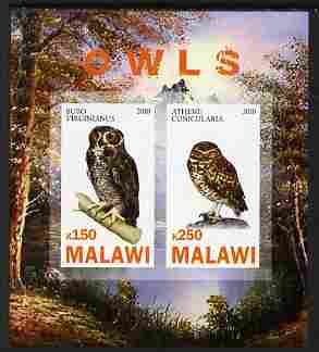 Malawi 2010 Owls imperf sheetlet containing 2 values unmounted mint
