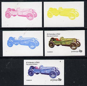 Eynhallow 1974 Vintage Cars #1 2p (Sunbeam) set of 5 imperf progressive colour proofs comprising 3 individual colours (red, blue & yellow) plus 3 and all 4-colour composites unmounted mint