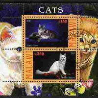 Malawi 2010 Domestic Cats #04 perf sheetlet containing 2 values fine cto used