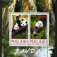 Malawi 2010 Pandas perf sheetlet containing 2 values unmounted mint