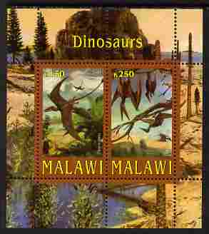 Malawi 2010 Dinosaurs perf sheetlet containing 2 values unmounted mint