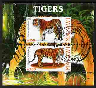Malawi 2010 Tigers perf sheetlet containing 2 values fine cto used