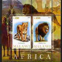 Malawi 2010 African Animals - Lion & Panther perf sheetlet containing 2 values unmounted mint