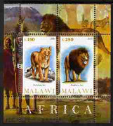 Malawi 2010 African Animals - Lion & Panther perf sheetlet containing 2 values unmounted mint