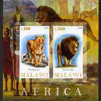 Malawi 2010 African Animals - Lion & Panther imperf sheetlet containing 2 values unmounted mint